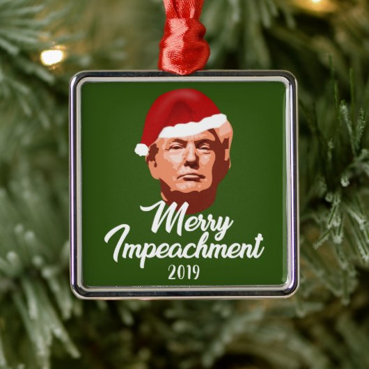 MERRY IMPECHMENT 2019 TRUMP WEIHNACHTSMANNMÜTZE ORNAMENT AUS METALL (Baum)