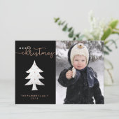 Merry in Marble | Weihnachts-Foto Feiertagskarte (Stehend Vorderseite)