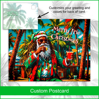 Merry Irie Reggae Santa Holiday Weihnachtskarte Feiertagspostkarte