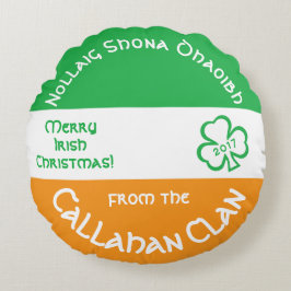 Merry Irish Gaelic Christmas Flag Irland Rundes Kissen
