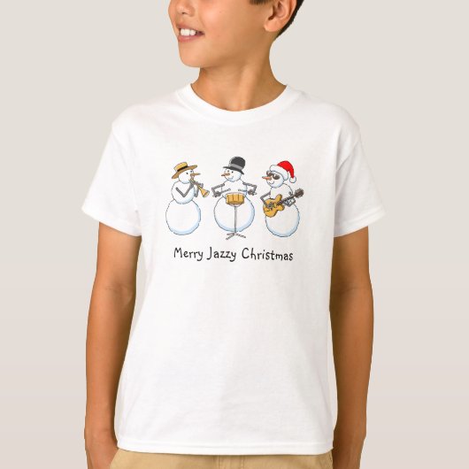 Merry Jazzy Christmas Funny Snowmen Jazz Band Boy T-Shirt (Vorderseite)