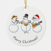 Merry Jazzy Christmas Snowman Funny Jazzband Keramik Ornament (Vorne)