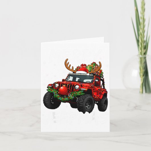 Merry Jeepmas Ugly Light Reindeer Christmas Funny Karte (Vorderseite)