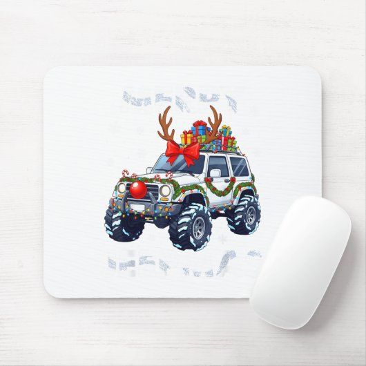 Merry Jeepmas Ugly Light Reindeer Christmas Funny Mousepad (Mit Mouse)