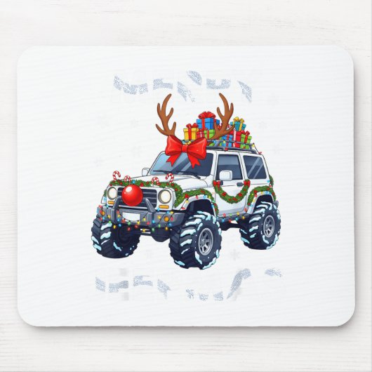 Merry Jeepmas Ugly Light Reindeer Christmas Funny Mousepad (Vorne)
