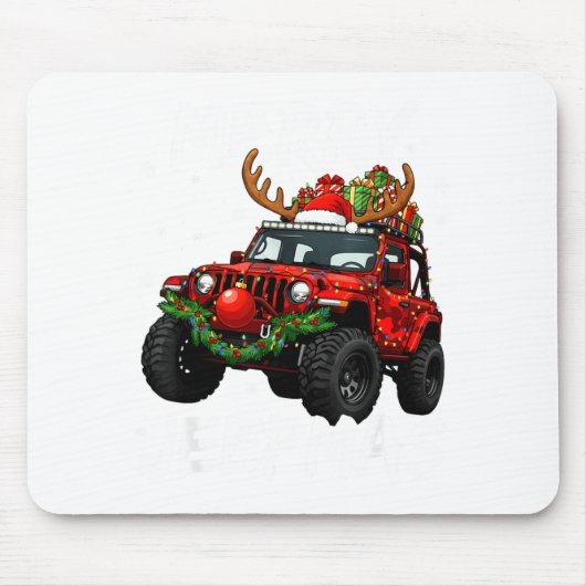 Merry Jeepmas Ugly Light Reindeer Christmas Funny Mousepad (Vorne)