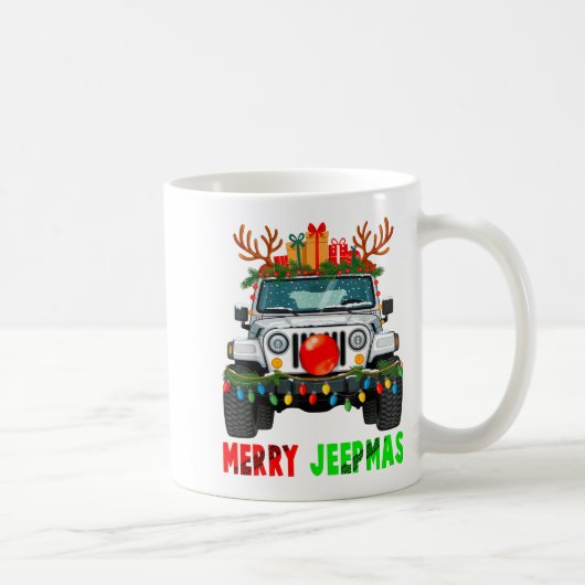 Merry Jeepmas Ugly Light Reindeer Christmas  Kaffeetasse (Rechts)
