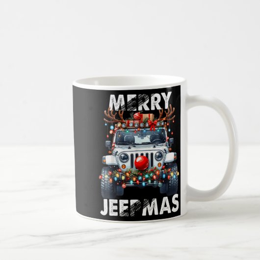 Merry Jeepmas Ugly Light Reindeer Christmas Kaffeetasse (Rechts)