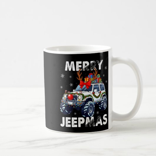 Merry Jeepmas Ugly Light Reindeer Christmas  Kaffeetasse (Rechts)