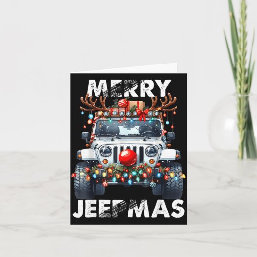 Merry Jeepmas Ugly Light Reindeer Christmas Karte (Vorderseite)