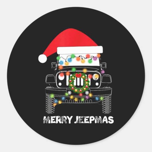 Merry Jeepmas Ugly Light Reindeer Christmas Long S Runder Aufkleber (Vorderseite)
