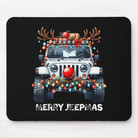 Merry Jeepmas Ugly Light Reindeer Christmas Mousepad (Vorne)