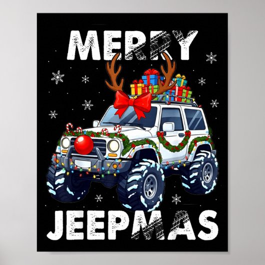 Merry Jeepmas Ugly Light Reindeer Christmas Poster (Vorne)