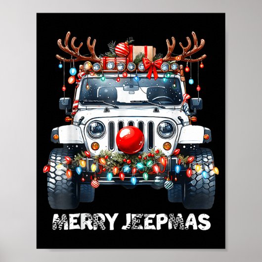 Merry Jeepmas Ugly Light Reindeer Christmas  Poster (Vorne)