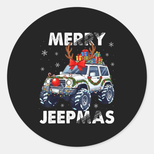 Merry Jeepmas Ugly Light Reindeer Christmas  Runder Aufkleber (Vorderseite)