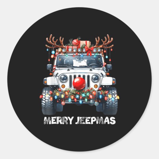 Merry Jeepmas Ugly Light Reindeer Christmas Runder Aufkleber (Vorderseite)