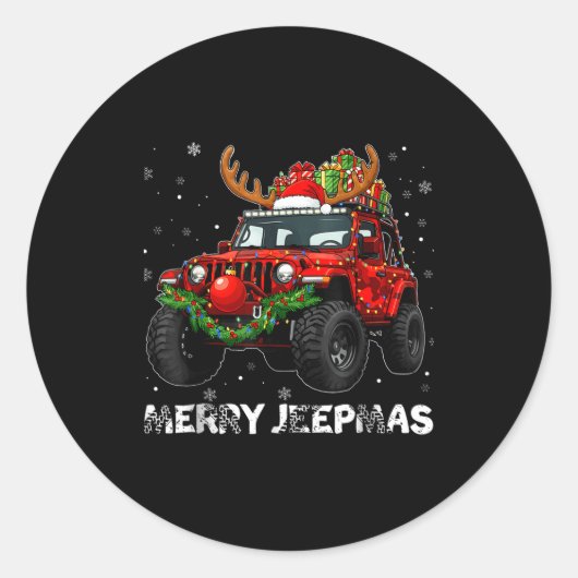 Merry Jeepmas Ugly Light Reindeer Christmas Runder Aufkleber (Vorderseite)