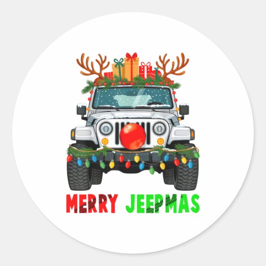 Merry Jeepmas Ugly Light Reindeer Christmas Runder Aufkleber (Vorderseite)