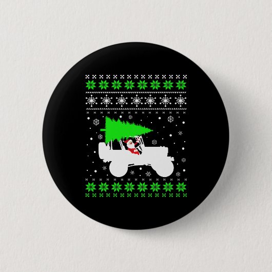 Merry Jeepmas Weihnachtsbaum Santa Funny Ugly Swea Button (Vorderseite)
