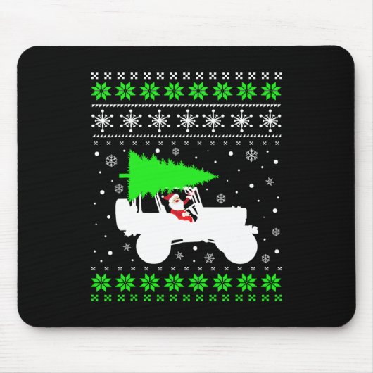 Merry Jeepmas Weihnachtsbaum Santa Funny Ugly Swea Mousepad (Vorne)