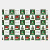 Merry Jolly Christmas Tree Weihnachtsmannmütze Fam Geschenkpapier Set (Vorderseite)