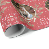 Merry Jolly Custom Photo Holiday Gift Geschenkpapier (Rolleneckpunkt)