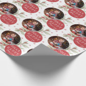 Merry Jolly Custom Photo Holiday Gift Wrap Geschenkpapier (Ecke)