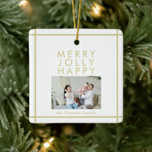 Merry Jolly Happy Family Foto Weihnachten Keramikornament