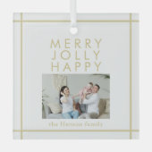 Merry Jolly Happy Family Foto Weihnachten Ornament Aus Glas (Vorderseite)