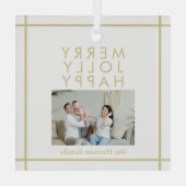 Merry Jolly Happy Family Foto Weihnachten Ornament Aus Glas (Rückseite)