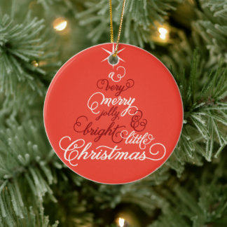 Merry Jolly und helle kleine Weihnachtsbaum Foto Keramikornament