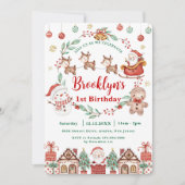 Merry & Jolly Weihnachten Geburtstag Weihnachtsman Einladung (Vorderseite)