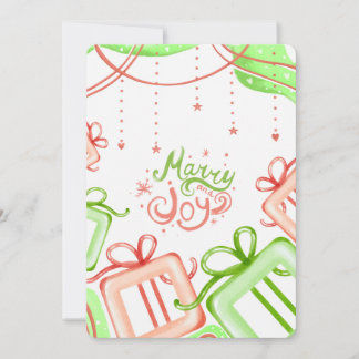 Merry Joy Christmas Greetings with Gifts Design Feiertagskarte