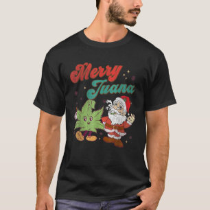Merry Juana Christmas Funny Santa Srauking Weed St T-Shirt