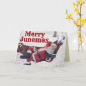 Merry Junemas Santa Card Karte (Gelbe Blume)