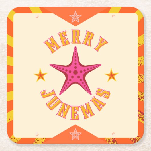 Merry Junemas Tropical Christmas Rechteckiger Pappuntersetzer (Vorderseite)