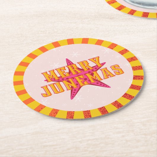 Merry Junemas Tropical Christmas Runder Pappuntersetzer (Angewinkelt)