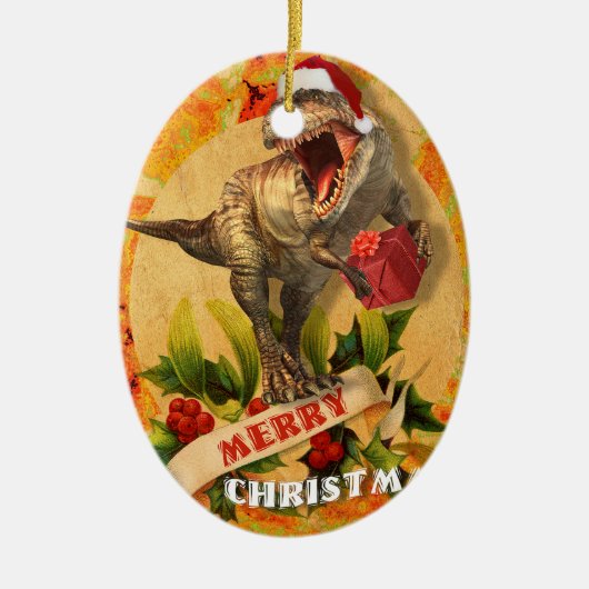 Merry Jurassic Christmas (I) Keramik Ornament (Vorne)