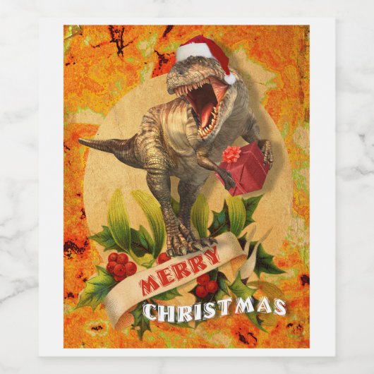 Merry Jurassic Christmas (I) Weinetikett (Einzelnes Label)
