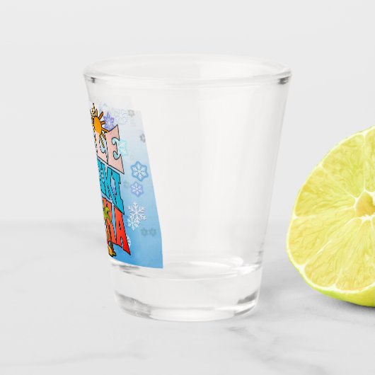 Merry Kalikimaka. Retro Weihnachten, Groovy Xmas Schnapsglas (Rechts)