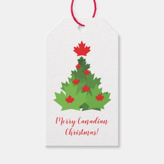 Merry kanadische Fahne Ahornblättriger Weihnachtsb Geschenkanhänger (Vorderseite)