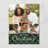 Merry Kariert Holiday Foto Collage Postkarte (Vorderseite)