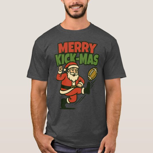 Merry Kick-Mas Funny Christmas Football T-Shirt (Vorderseite)