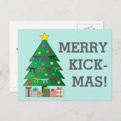 Merry Kick-mas Martial Arts Belt Weihnachtsbaum Postkarte (Vorne/Hinten)