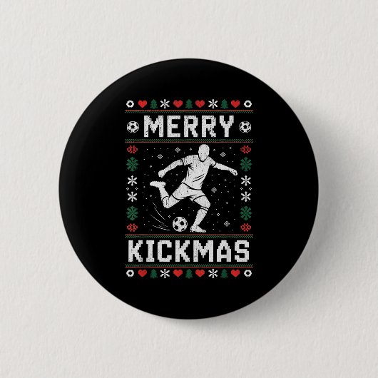 Merry Kickmas Funny Christmas Soccer Xmas Button (Vorderseite)