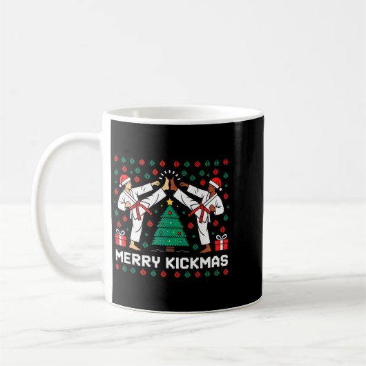 Merry Kickmas Funny Karate Jiu Jitsu Ugly Christma Kaffeetasse (Links)
