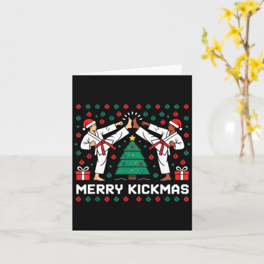 Merry Kickmas Funny Karate Jiu Jitsu Ugly Christma Karte (Gelbe Blume)