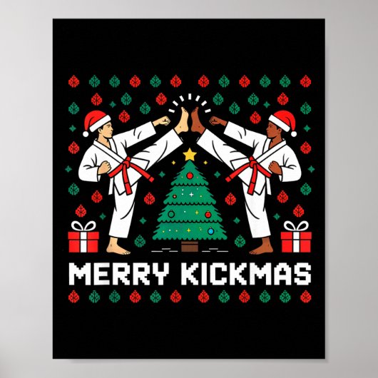 Merry Kickmas Funny Karate Jiu Jitsu Ugly Christma Poster (Vorne)