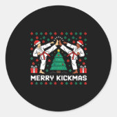 Merry Kickmas Funny Karate Jiu Jitsu Ugly Christma Runder Aufkleber (Vorderseite)