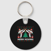 Merry Kickmas Funny Karate Jiu Jitsu Ugly Christma Schlüsselanhänger (Vorderseite)